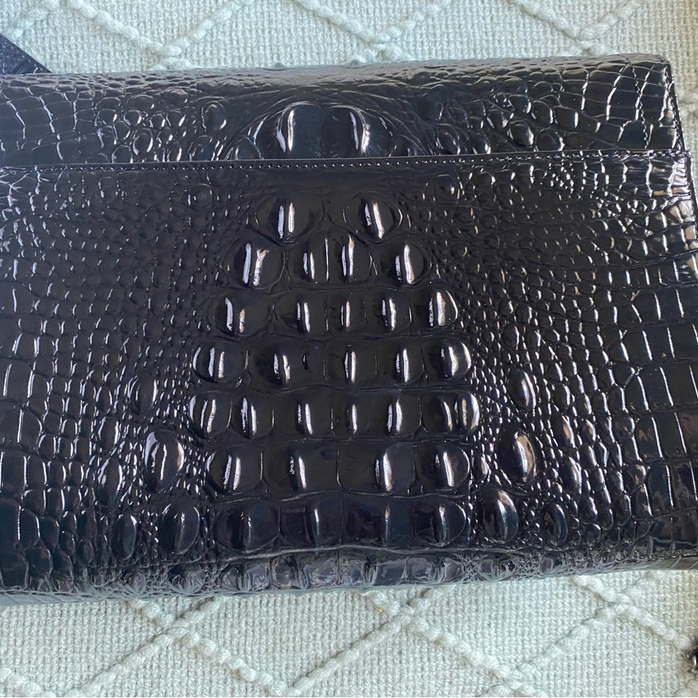 Brahmin Black Jacquelyn Crossbody Bag with Crocodile Embossed Leather - Picture 2 of 6